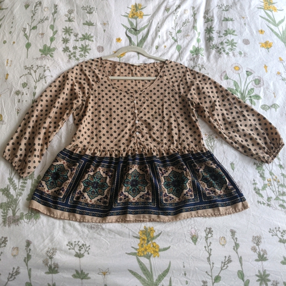 Peplum bohemian print blouse